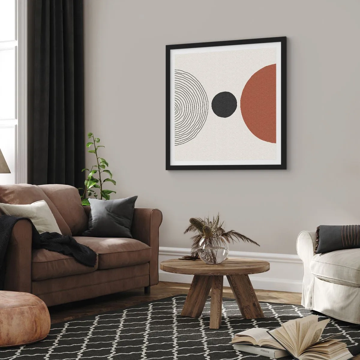 Poster in een zwarte lijst - Het middelpunt van de aandacht - 40x40 cm