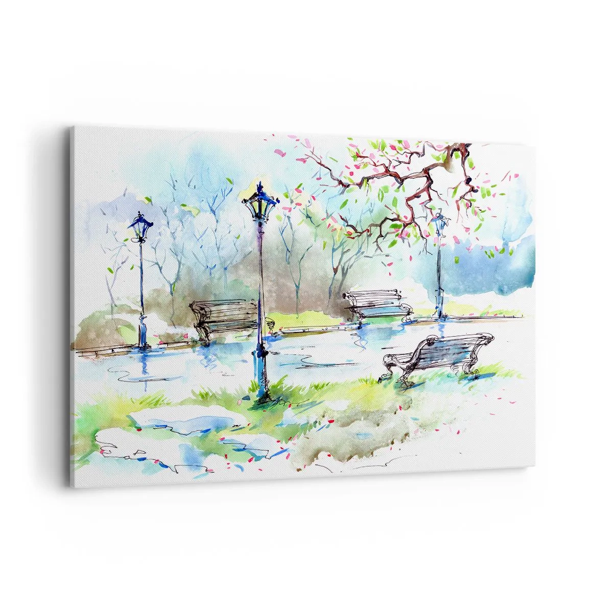 Schilderen op canvas - De charme van de stilte van het park - 120x80 cm