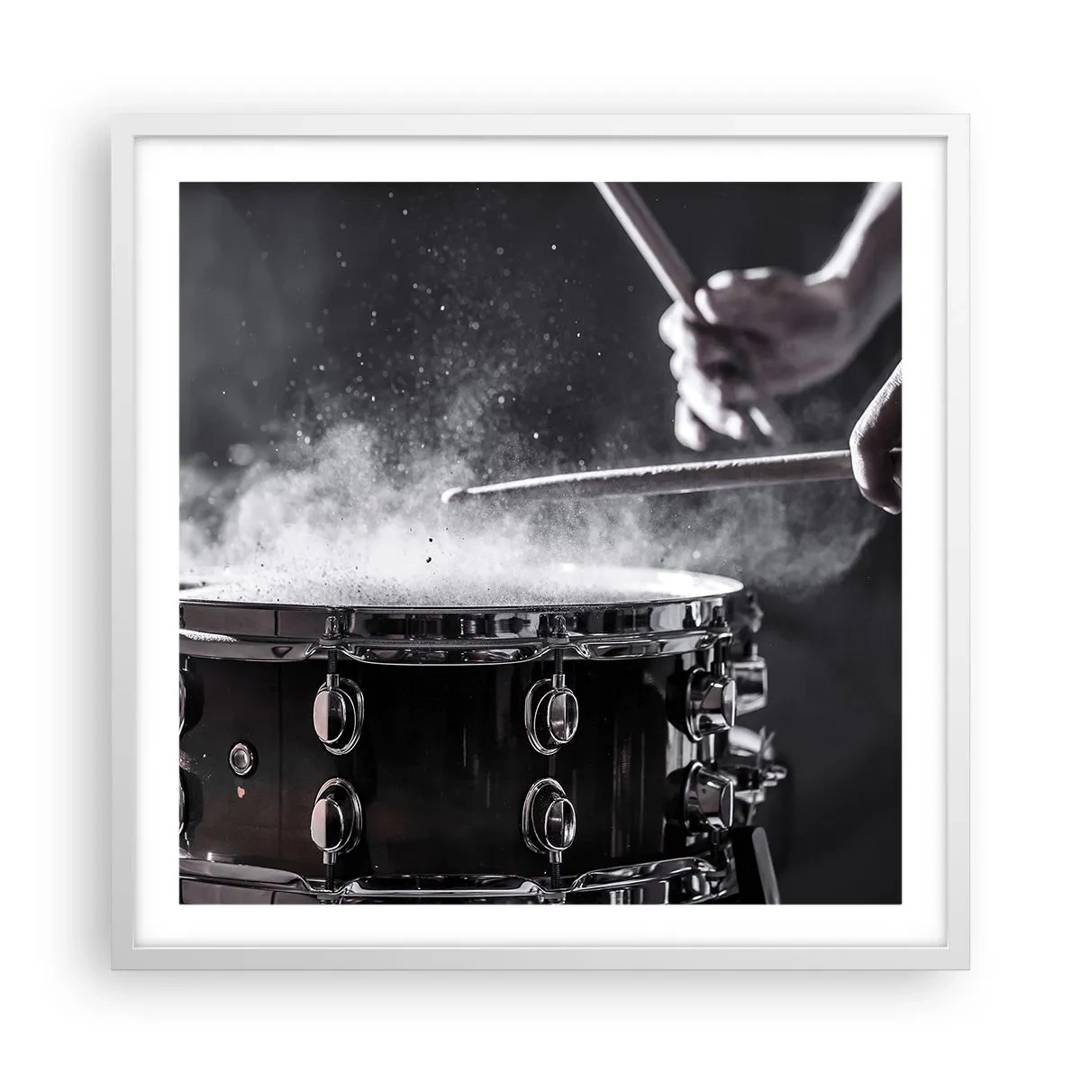 Poster in een witte lijst - De pols van de muziek - 60x60 cm