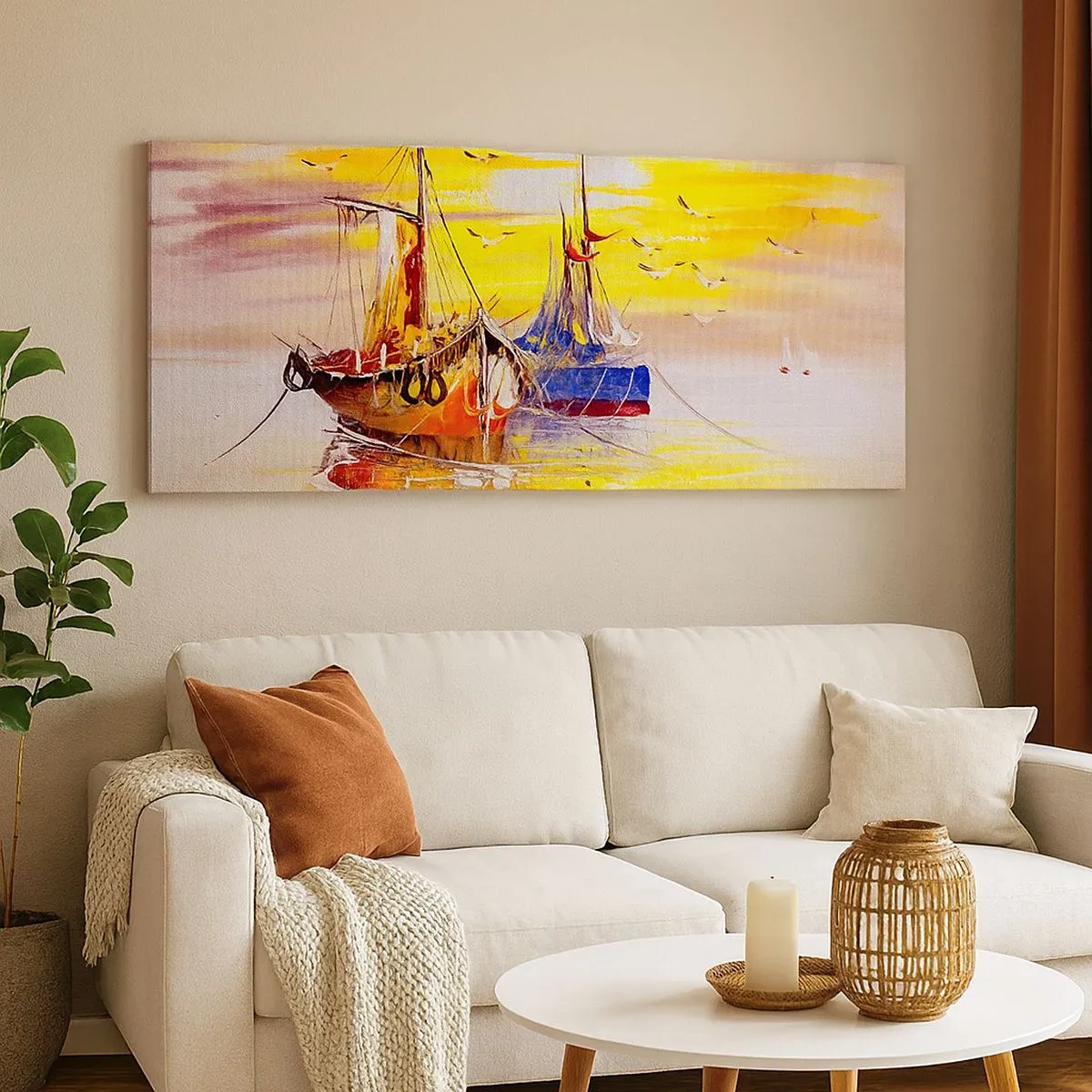 Schilderen op canvas - Een welverdiende rust in de haven - 100x40 cm