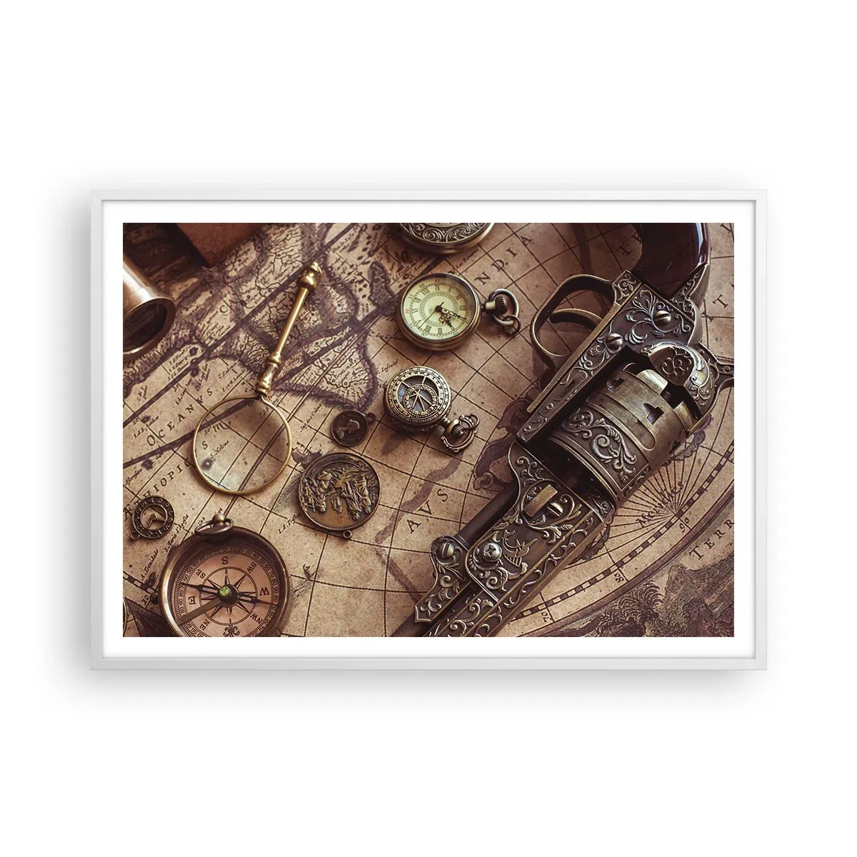 Poster in een witte lijst - Avontuur roept - 100x70 cm