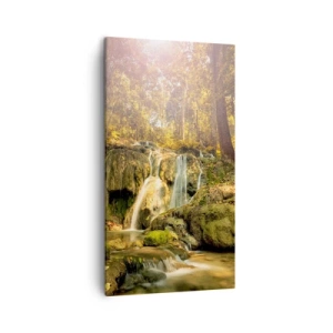 Schilderen op canvas - Boscascade in het groen - 45x80 cm