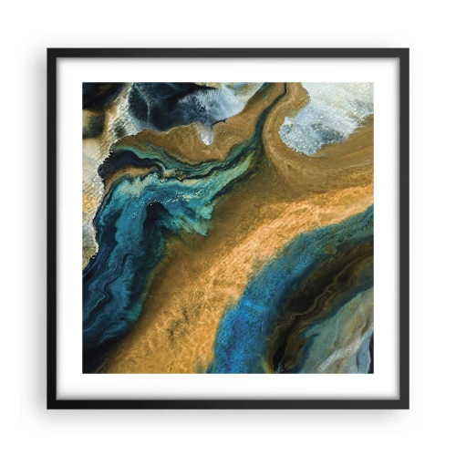 Poster in een zwarte lijst - Blauw - geel - wederzijdse invloeden - 50x50 cm