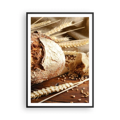 Poster in een zwarte lijst - Smakelijk, geurig, knapperig - 70x100 cm