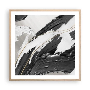 Een poster in een licht eiken lijst - Abstractie op grote schaal - 60x60 cm