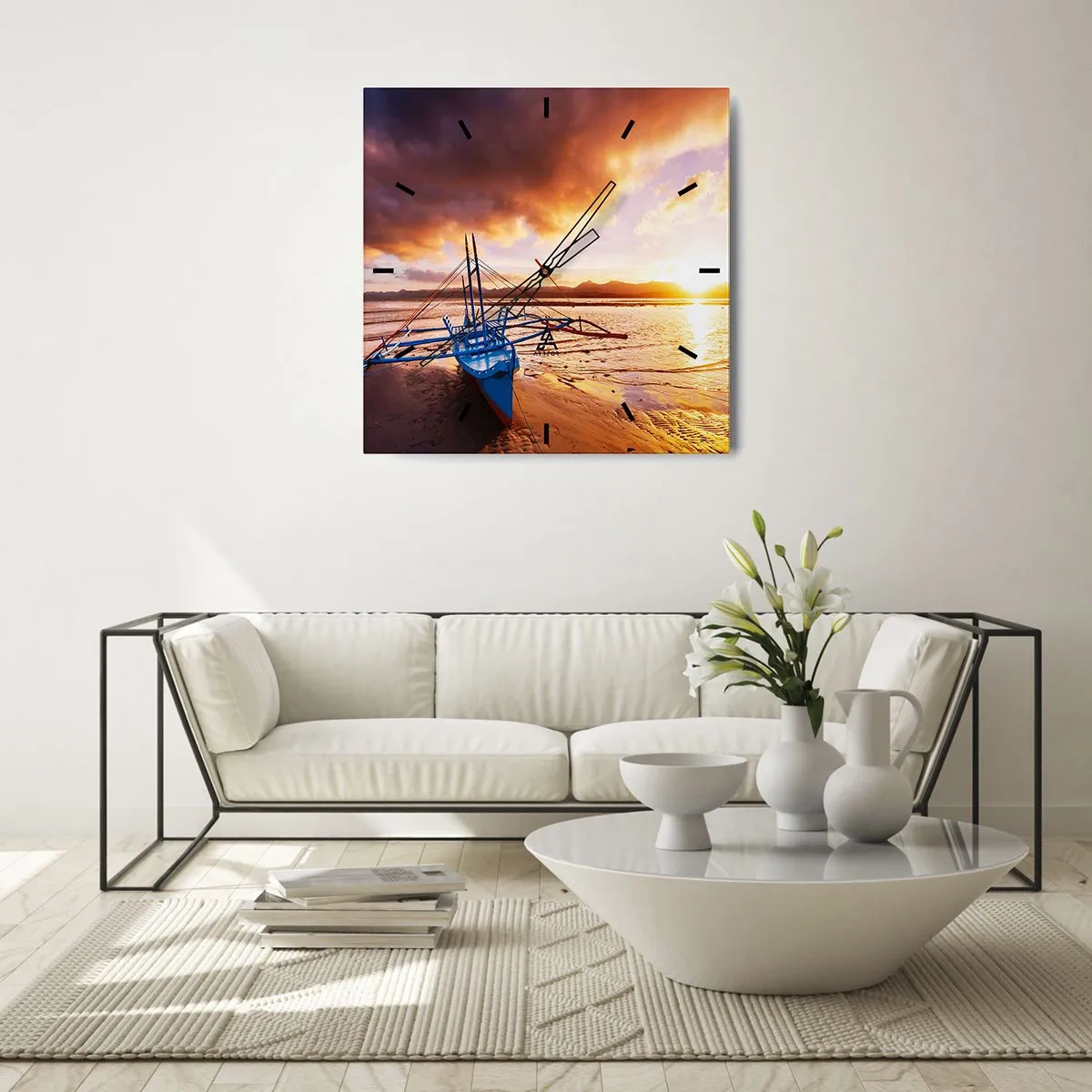 Wandklok - Klok - Strek je uit op het zand na een hele dag - 40x40 cm