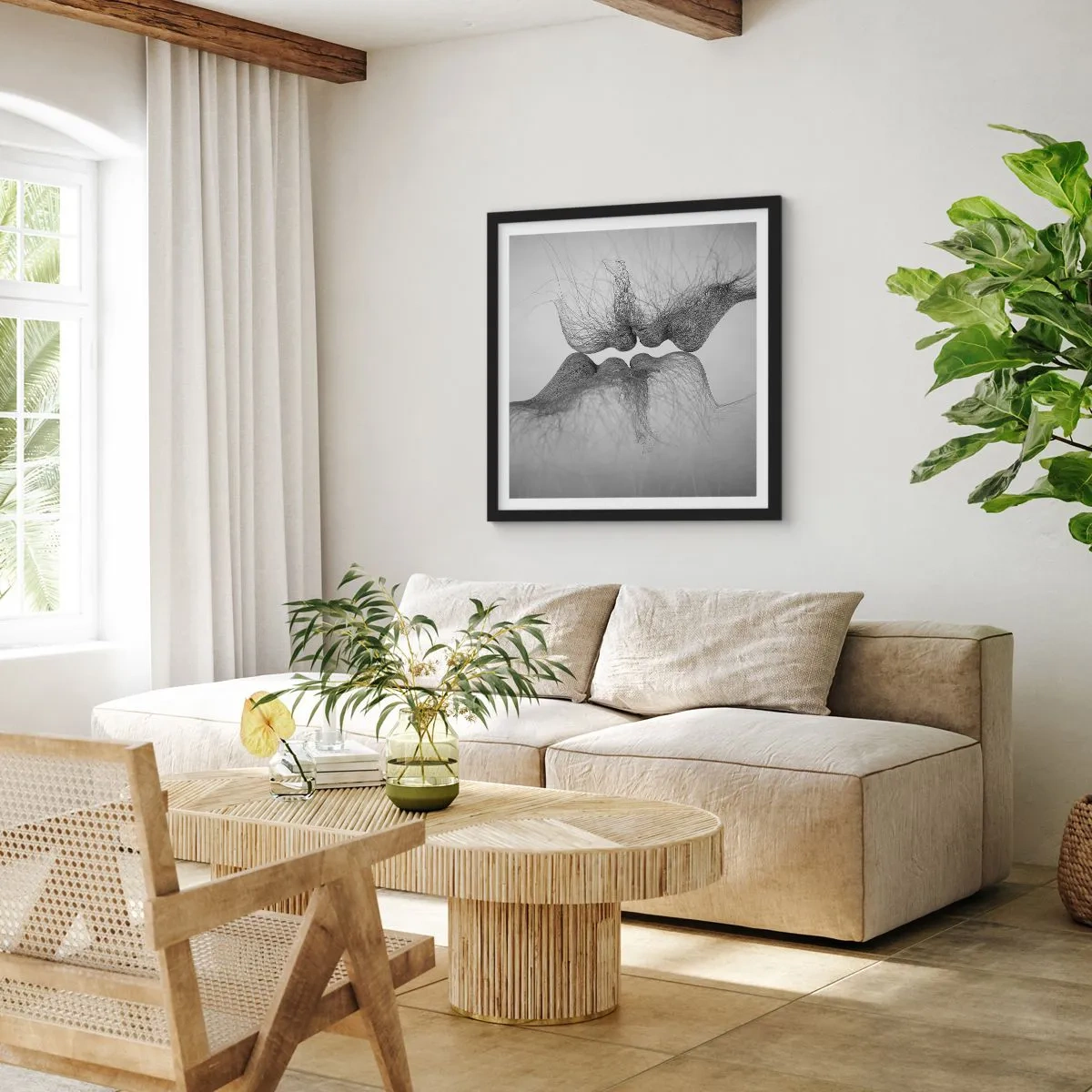 Poster in een zwarte lijst - Kus van de wind - 40x40 cm