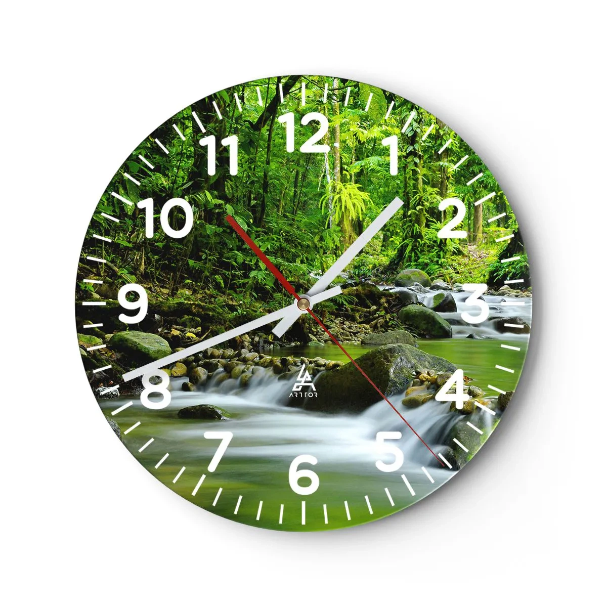Wandklok - Klok - Zwemmen in een zee van groen - 40x40 cm