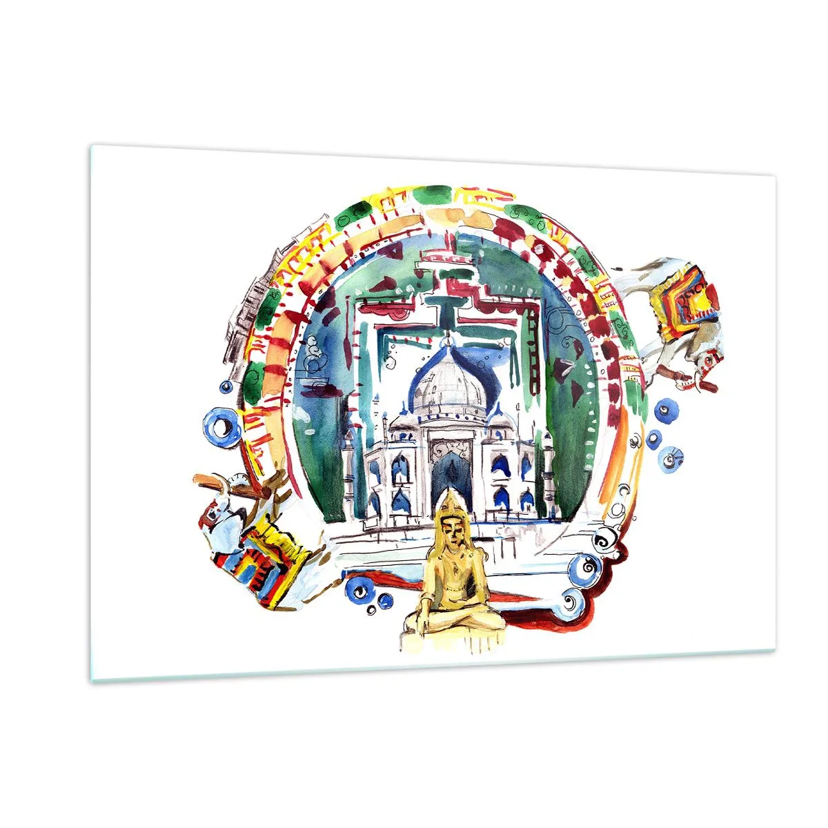 Schilderen op glas - Hindoe wereld balans - 120x80 cm