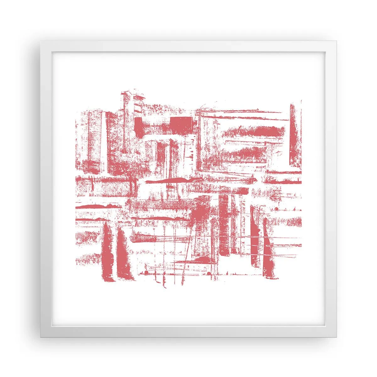 Poster in een witte lijst - De rode stad - 40x40 cm