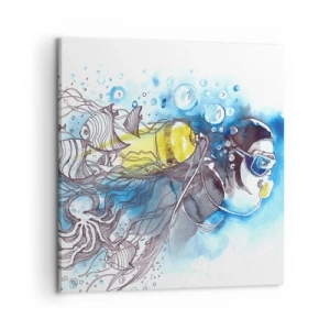 Schilderen op canvas - Geweldig blauw - 50x50 cm