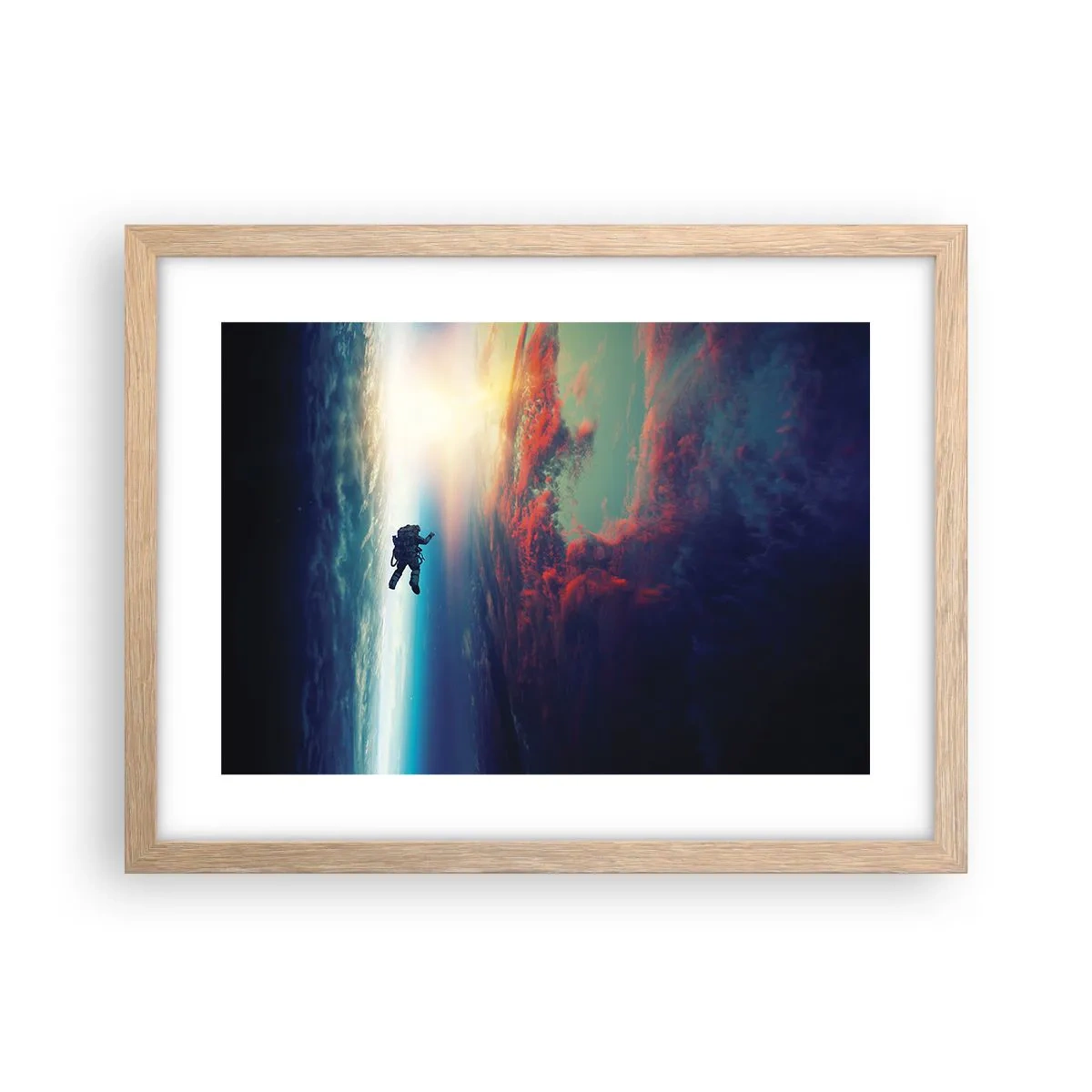 Een poster in een licht eiken lijst - Ga het universum tegemoet - 40x30 cm