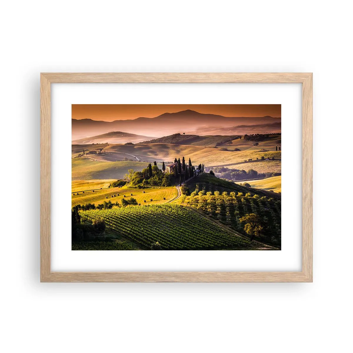 Een poster in een licht eiken lijst - Arcadia - het Toscaanse landschap - 40x30 cm