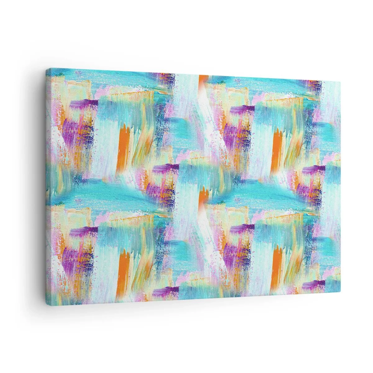 Schilderen op canvas - Kleurrijke abstractie met dynamische penseelstreken - 70x50cm - Vrolijk vlekkerig en besmeurd - Moderne wanddecoratie voor woonkamer en slaapkamer ARTTOR