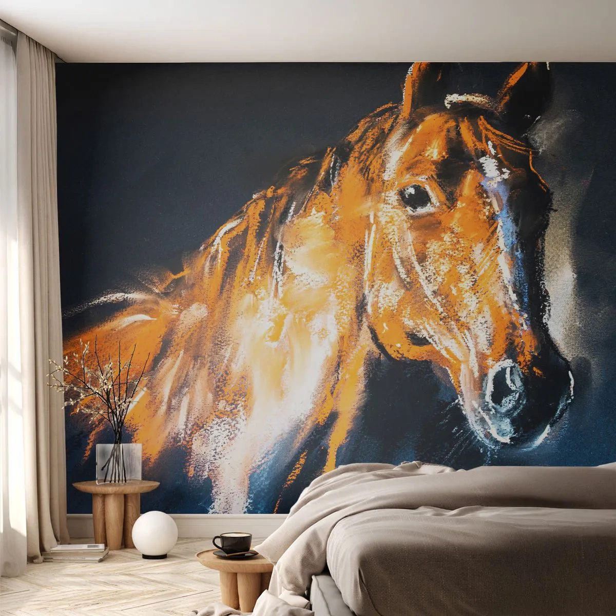 Fotobehang Premium Sand - Dus wat, ga je? - Dieren, Paard, Merrie - 350x256 cm
