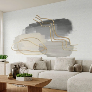 Fotobehang Premium Canvas - Duur en beweging - Abstractie, Deel, Goud - 200x140 cm