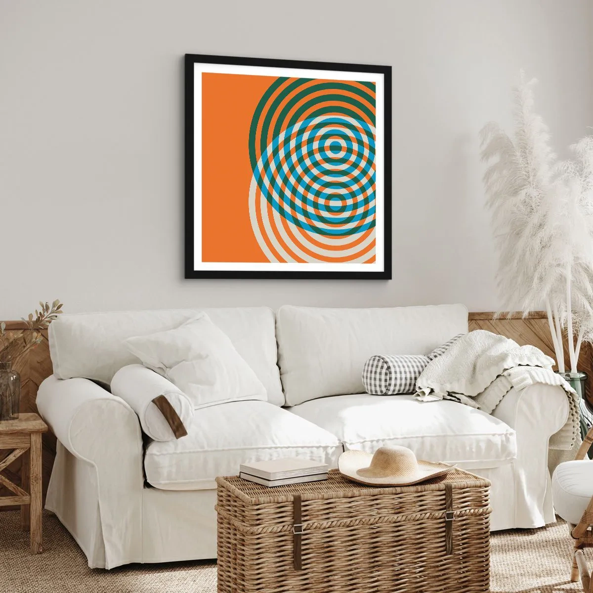 Poster in een zwarte lijst - Abstracte circulaire variatie - 40x40 cm