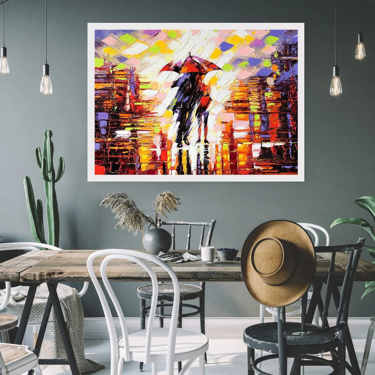 Poster - Samen door de nacht en regen - 40x30 cm