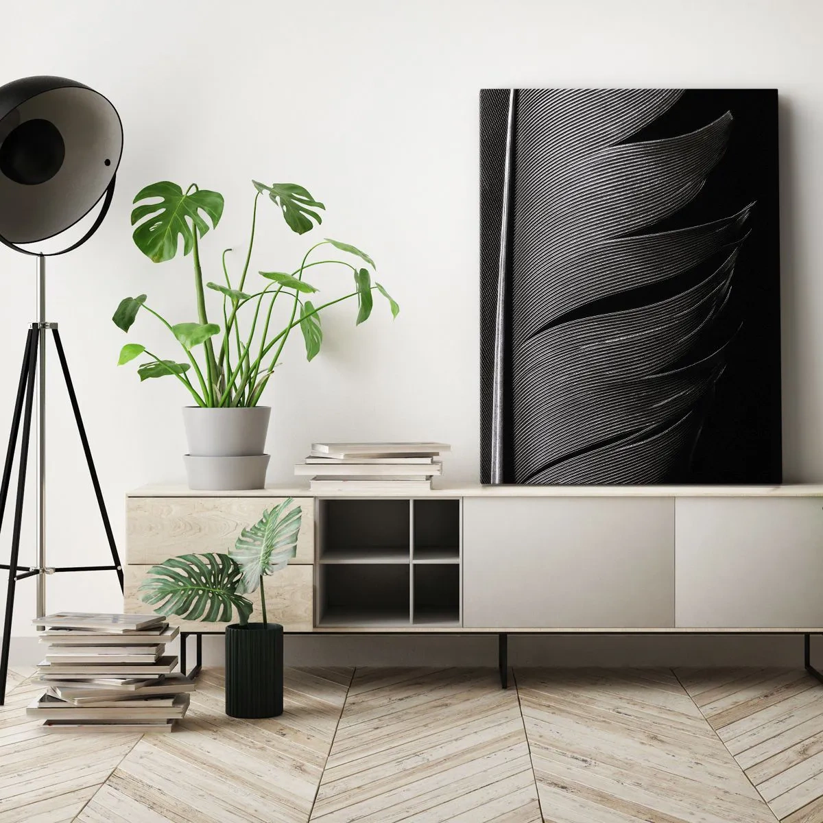 Schilderen op canvas - Een veer - prachtig ontwerp - 65x120 cm