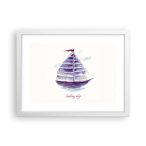 Poster in een witte lijst - Volle zeilen en rustig water - 40x30 cm