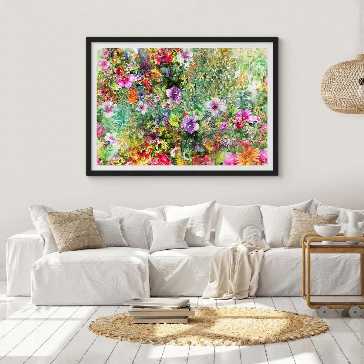 Poster in een zwarte lijst - In bloemen voor verderf - 91x61 cm