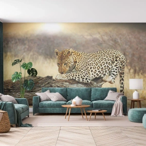 Fotobehang Standard Eco - Ik ga mijn eigen weg - Dieren, luipaard, Afrika - 350x256 cm