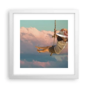 Poster in een witte lijst - Plezier in de wolken - 30x30 cm