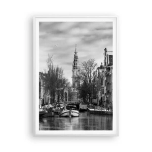 Poster in een witte lijst - Amsterdamse sferen - 70x100 cm