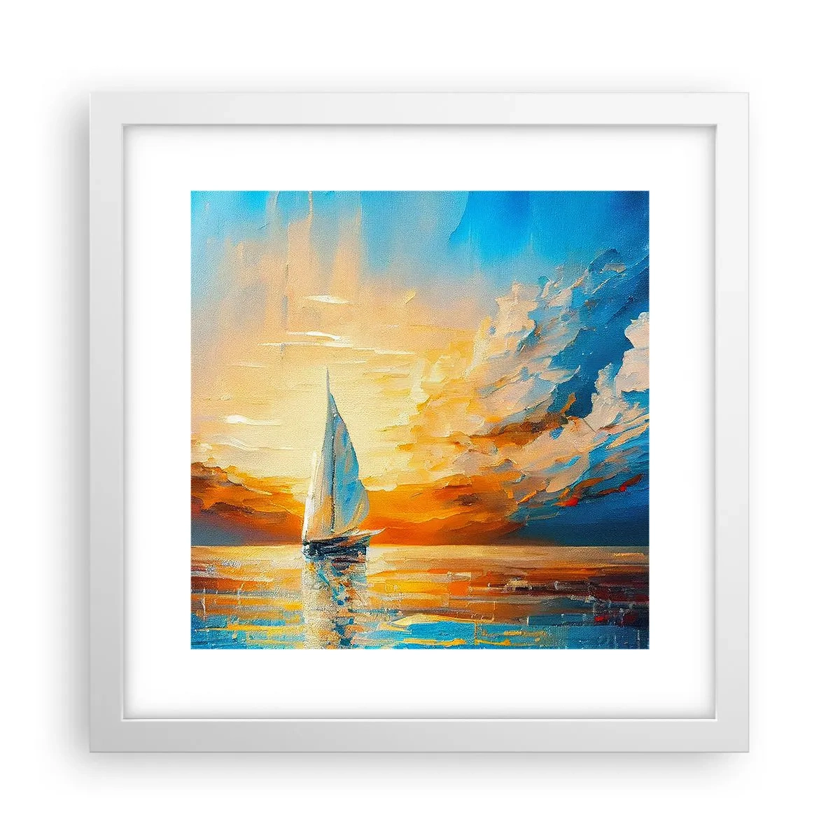 Poster in een witte lijst - Zeilen in goud - 30x30 cm