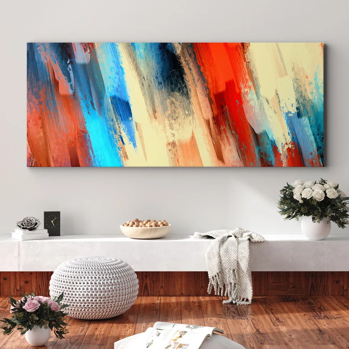 Schilderen op canvas - Een cascade van kleuren - 120x50 cm