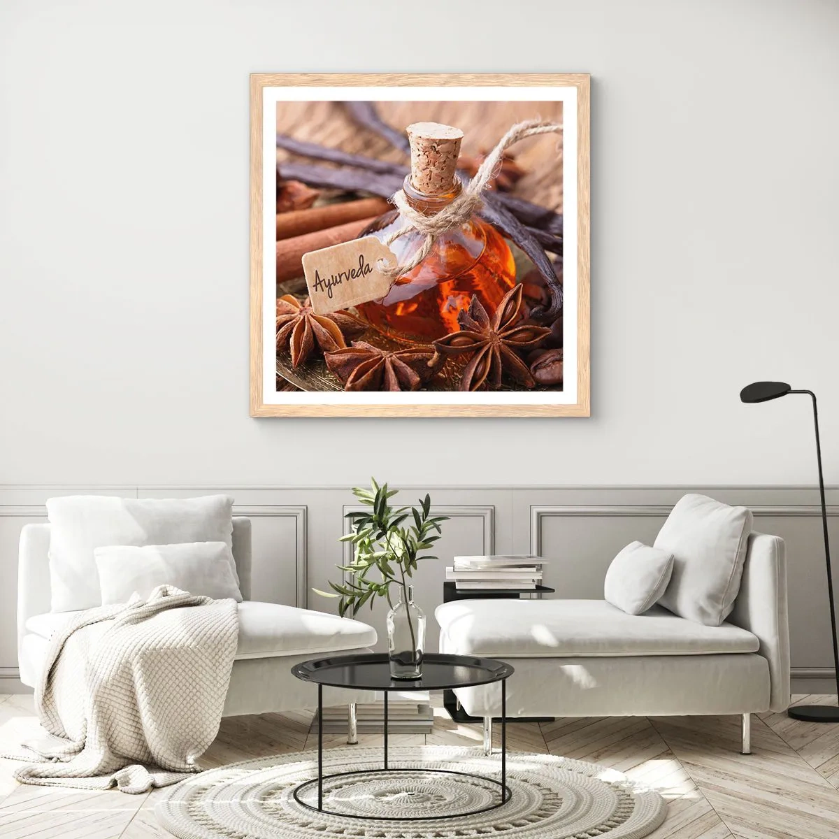 Een poster in een licht eiken lijst - Naar de eenheid van lichaam en geest - 30x30 cm