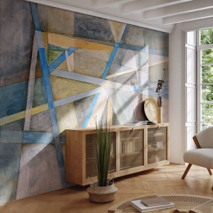 Zelfklevend Fotobehang Deluxe Sticker - Recht of diagonaal? - Abstractie, Deel, Modern patroon - 250x175 cm