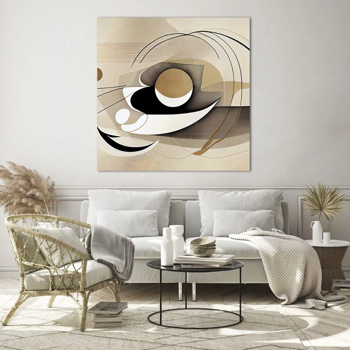 Schilderen op glas - Compositie: de essentie van de dingen - 70x70 cm