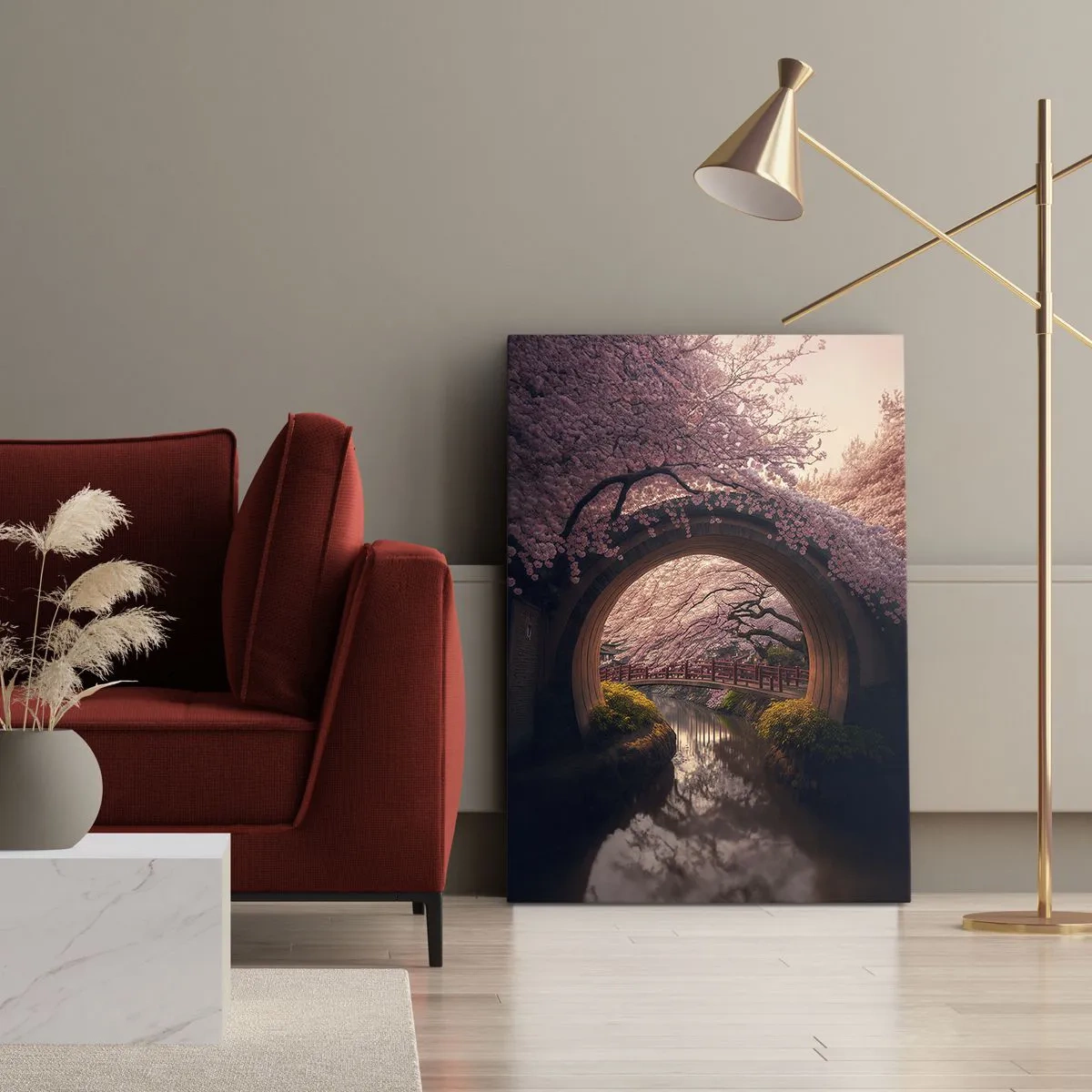 Schilderen op canvas - Japanse lente - 55x100 cm