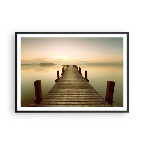 Poster in een zwarte lijst - Aanbreken van de dag, licht - 100x70 cm