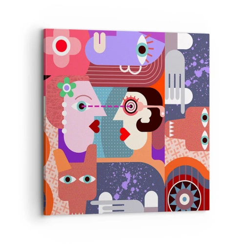 Schilderen op canvas - Oog in oog - 70x70 cm