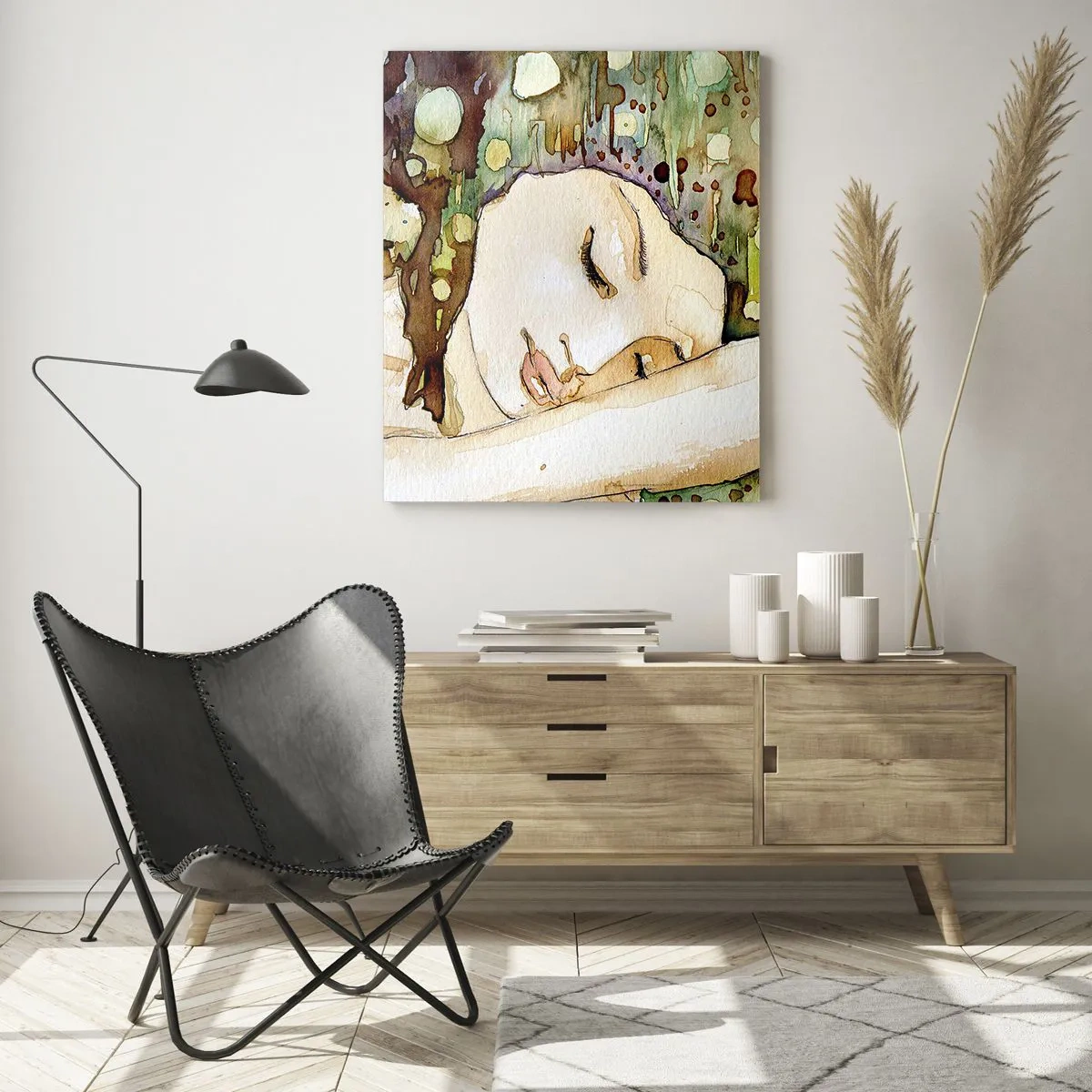 Schilderen op glas - Een smaragd-violette droom - 80x120 cm