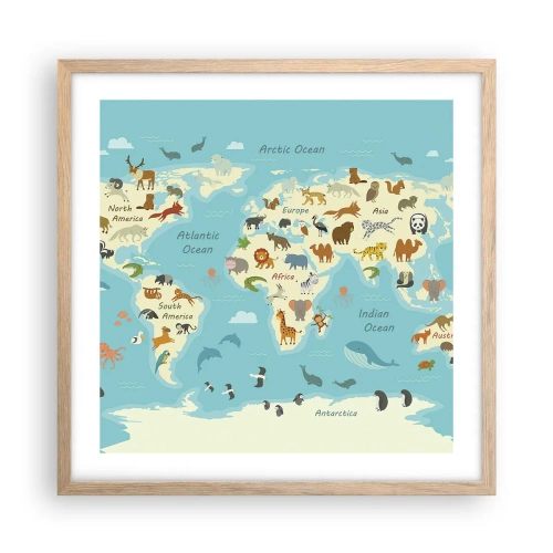 Een poster in een licht eiken lijst - Goede buren - 50x50 cm