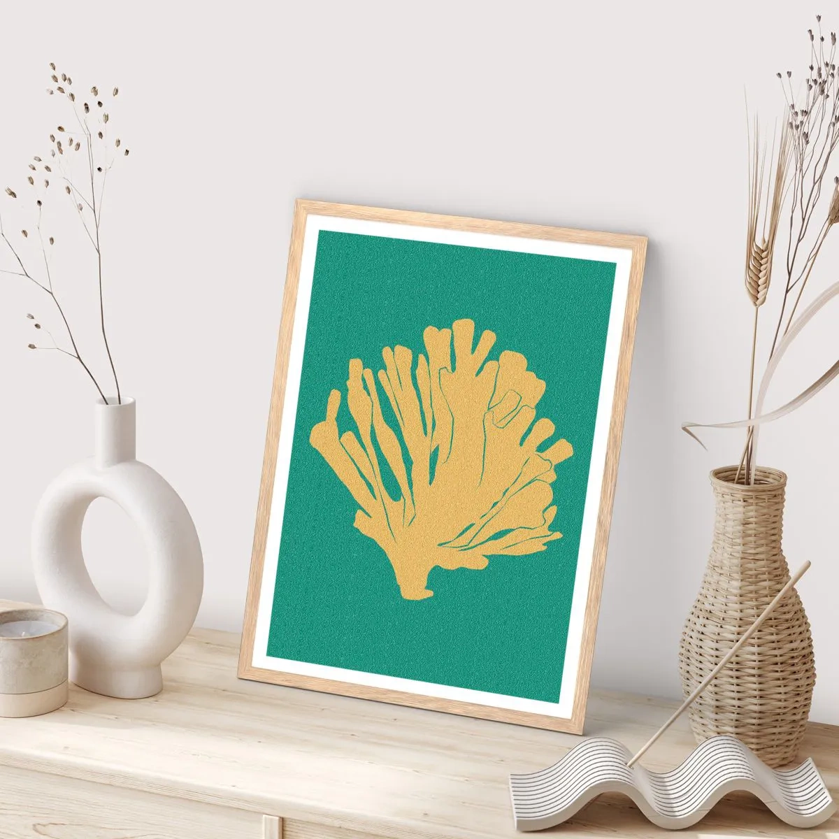 Een poster in een licht eiken lijst - Onderwater bosstruik - 61x91 cm