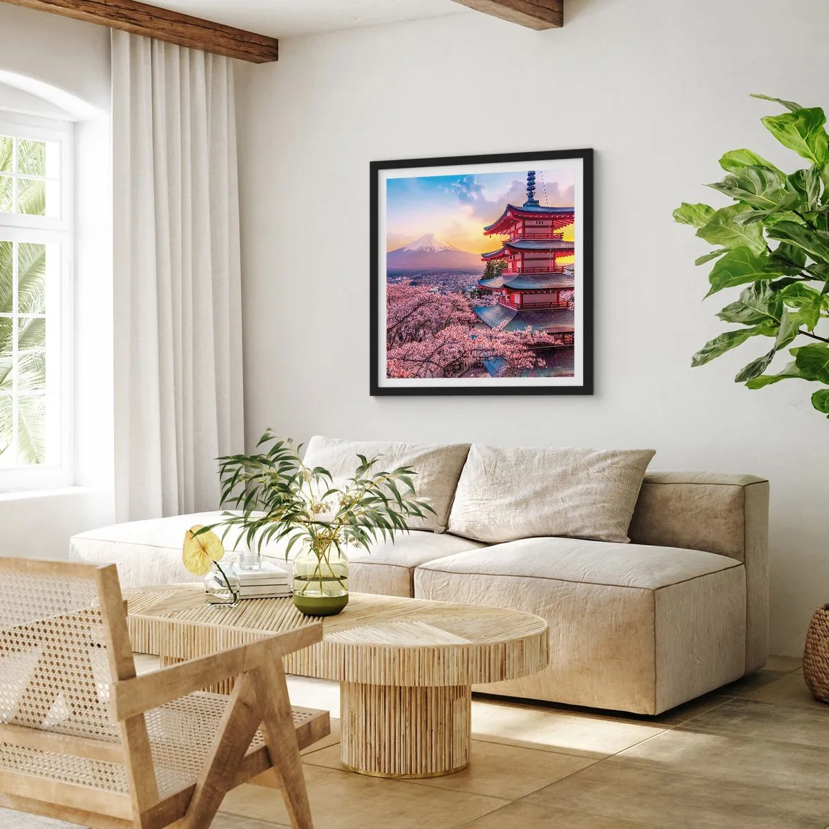 Poster in een zwarte lijst - De essentie van de Japanse geest - 40x40 cm