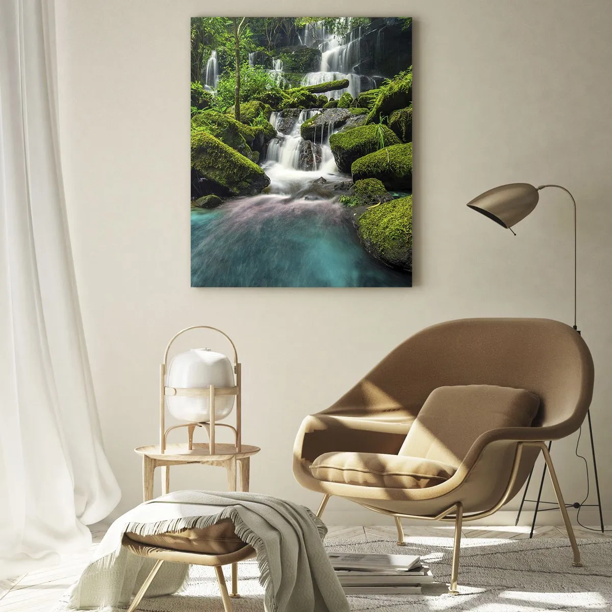 Schilderen op glas - Turkoois, saffieren en vloeibaar zilver - 80x120 cm