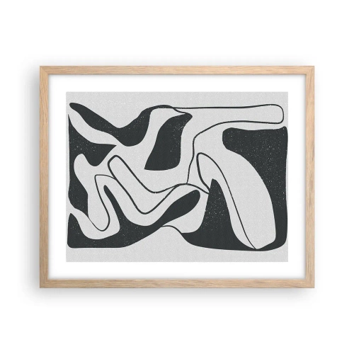 Een poster in een licht eiken lijst - Abstract doolhofplezier - 50x40 cm