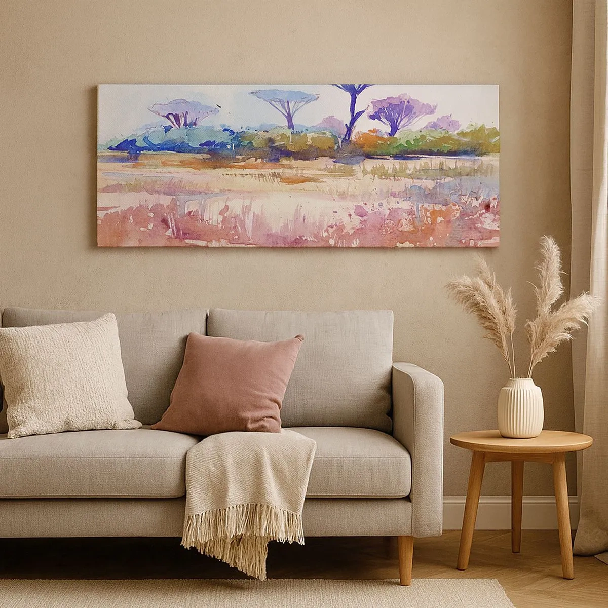 Schilderen op canvas - Savanne kleuren - 100x40 cm