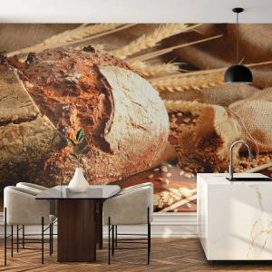 Fotobehang Premium Canvas - Smakelijk, geurig, knapperig - Brood, Graankorrel, Gastronomie - 450x315 cm
