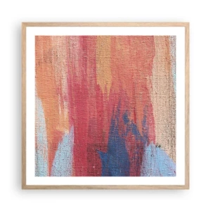 Een poster in een licht eiken lijst - Ren door de regenboog - 60x60 cm