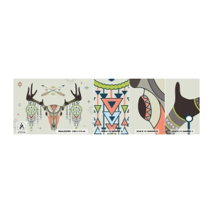 Fotobehang Staaltje Standard Eco - Trofee van Indiase jager - Abstractie, Hert, Boho - 100x30 cm