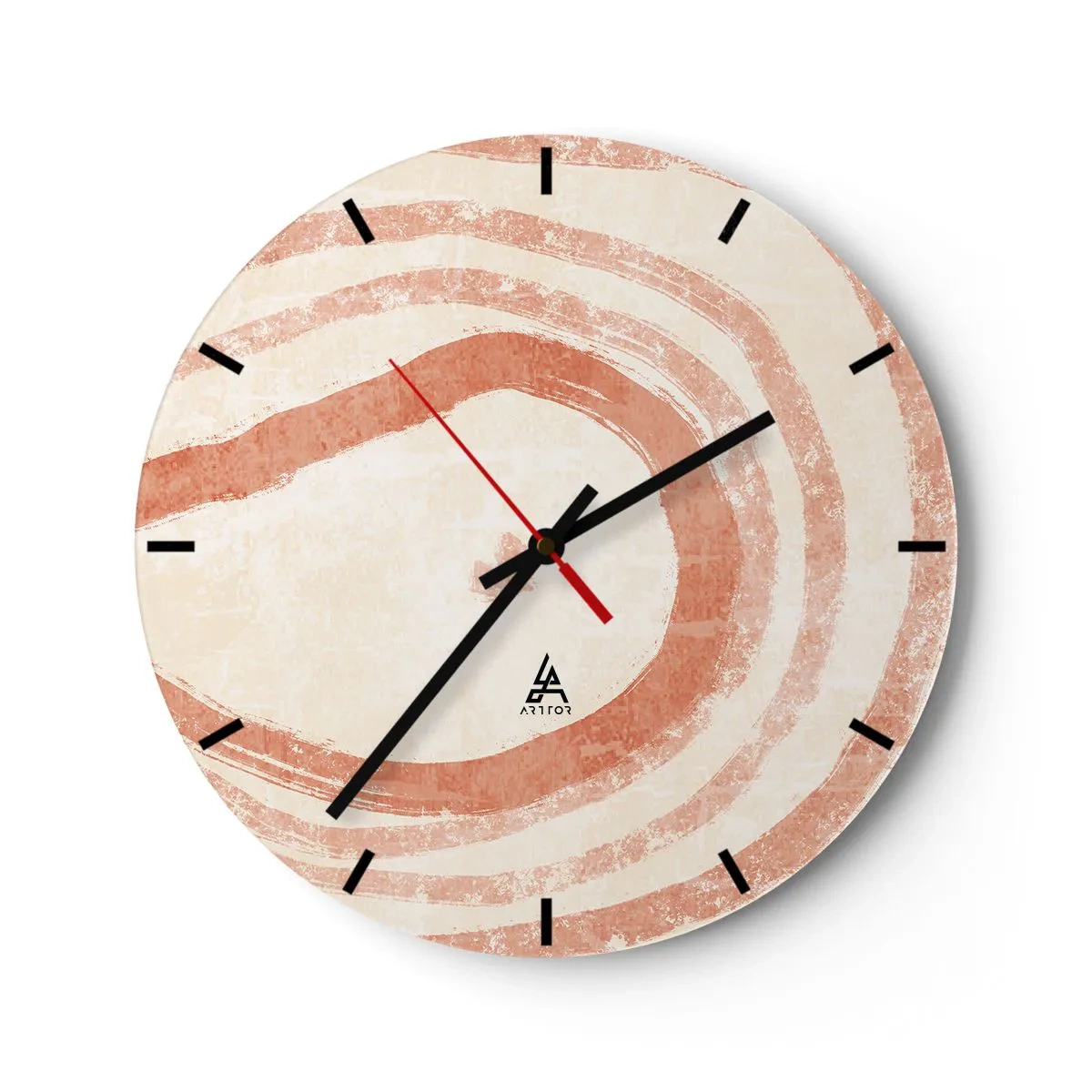 Wandklok - Klok - Abstracte koraalcirkels op een lichte achtergrond - 30x30cm - Koraalcirkels – compositie - Moderne wanddecoratie voor woonkamer, keuken en slaapkamer ARTTOR