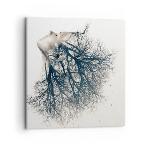 Schilderen op canvas - Luisteren naar het gefluister van bomen - 70x70 cm