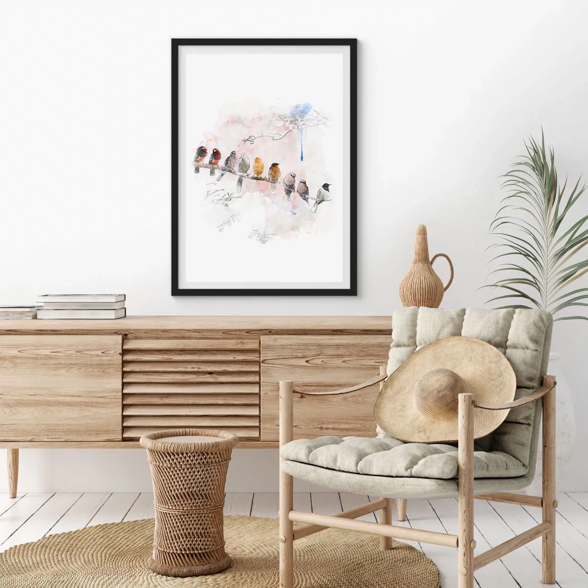 Poster in een zwarte lijst - Gevleugelde ontmoeting - 30x40 cm