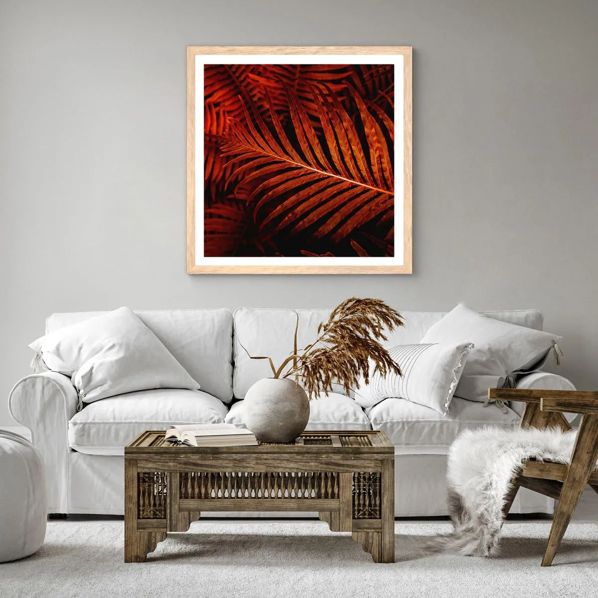 Een poster in een licht eiken lijst - De hitte van het leven - 50x50 cm